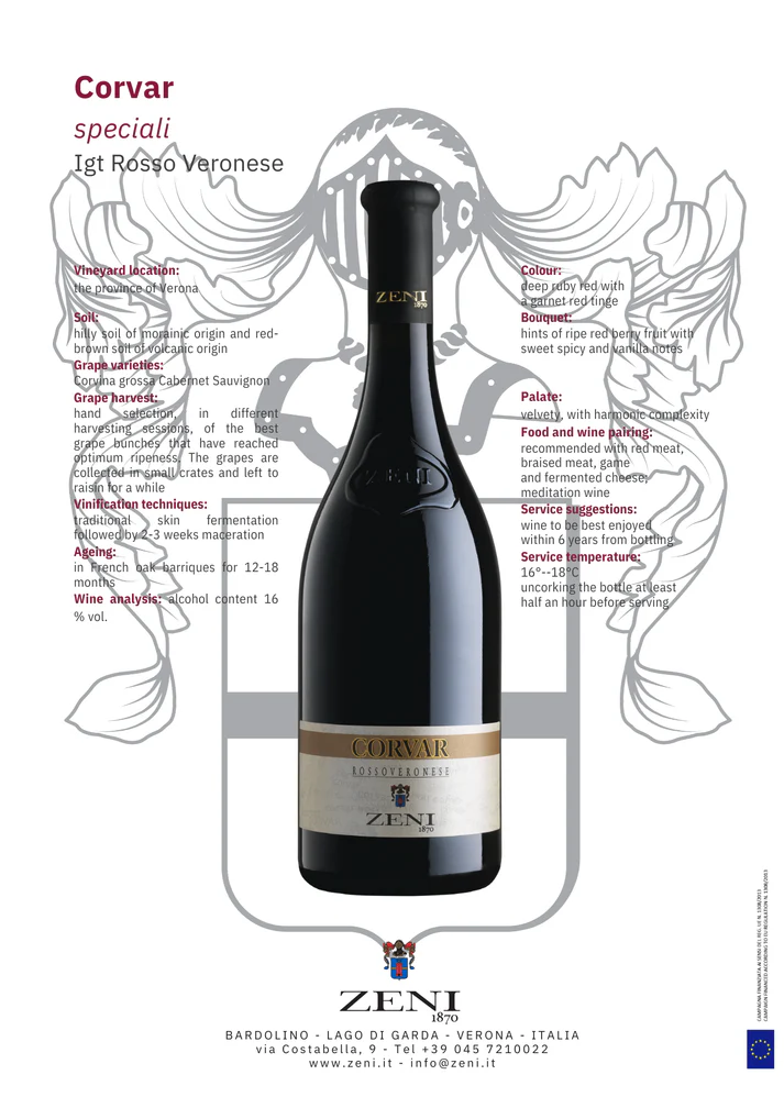 Zeni Corvar IGT Rosso Veronese 2019 – 750ml - Image 2