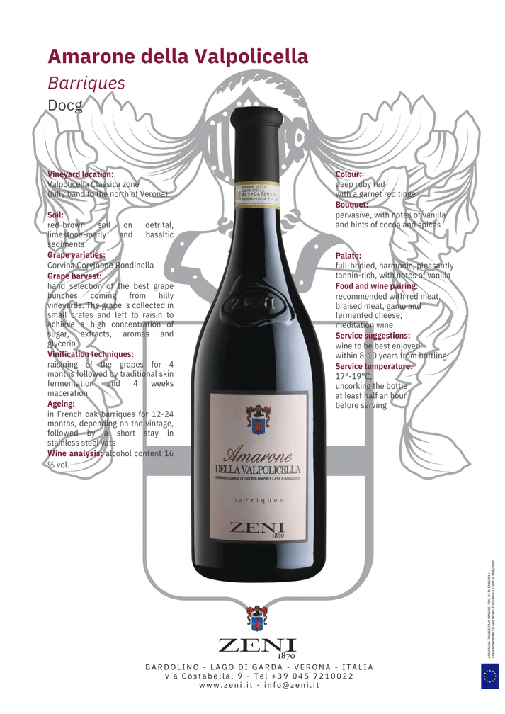 Zeni Amarone Della Valpolicella Classico Barriques 2017 – 750ml - Image 2